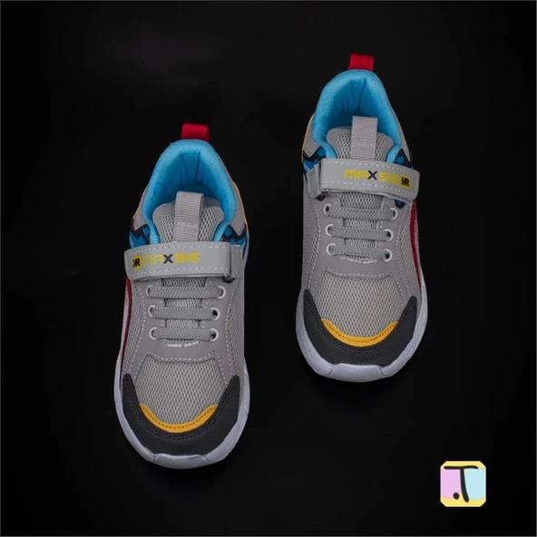 Trend Adımlar Gri Cırt Cırtlı Unisex Çocuk Spor Ayakkabı - Resim 3