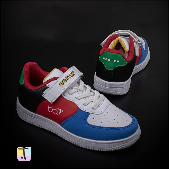 Trend Adımlar Saks Mavi Suni Deri Mevsimlik Filet Unisex Çocuk Sneaker - 5