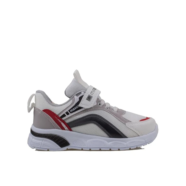Trend Adımlar Beyaz-Siyah Cırt Cırtlı Unisex Çocuk Spor Ayakkabı - 1