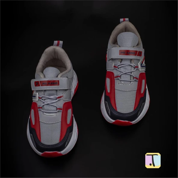 Trend Adımlar Gri Renkli Dokulu Unisex Çocuk New Force Spor Ayakkabı - Resim 4