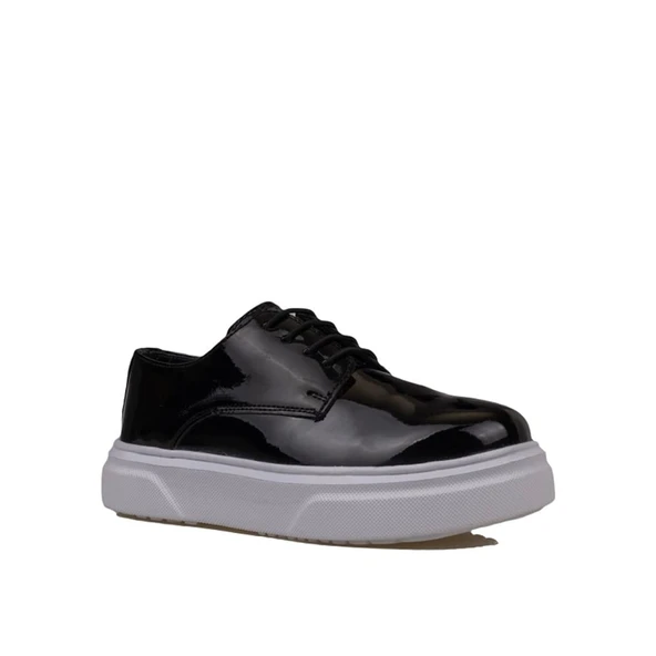 Trend Adımlar Siyah Rugan Kalın Taban Erkek Çocuk Casual Ayakkabı - Resim 2