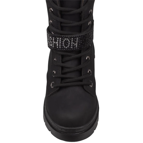 Trend Adımlar Siyah Mat Fashion Kız Çocuk Fermuarlı Postal Bot - Resim 6