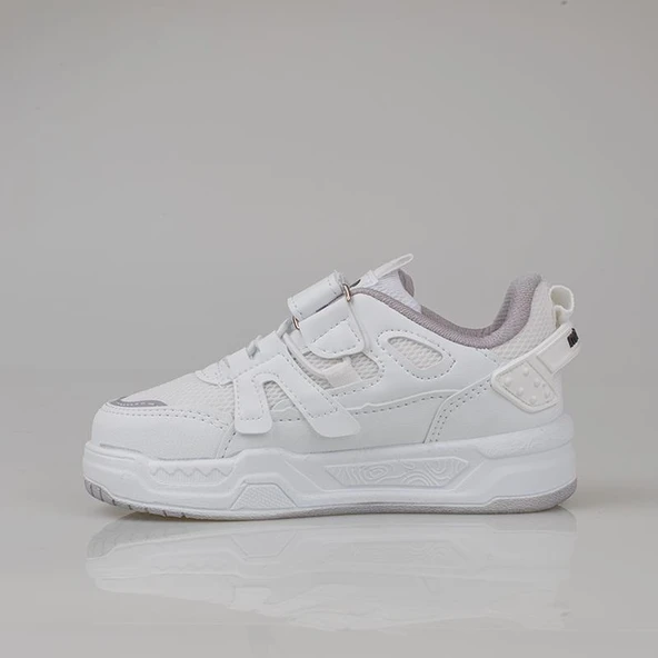 Trend Adımlar Beyaz Kaymaz Taban Çocuk Spor Ayakkabı - Resim 3