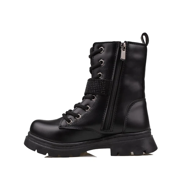 Trend Adımlar Siyah Fashion Kız Çocuk Fermuarlı Postal Bot - 3