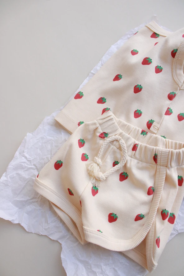 Çilek Baskı Kaşkorse Atlet Şort Takım - Resim 6