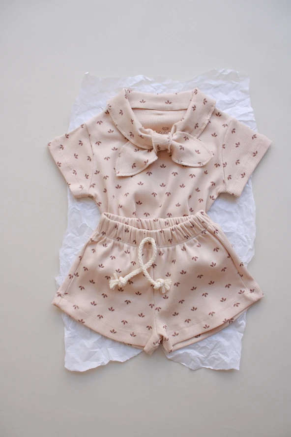 Yaprak Baskı Kaşkorse Yaka Bağlamalı Takım ürün görseli