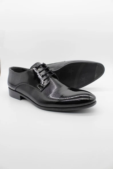 Siyah Bağcıklı Rugan Ceremony Ayakkabı 1033250174 - Resim 3