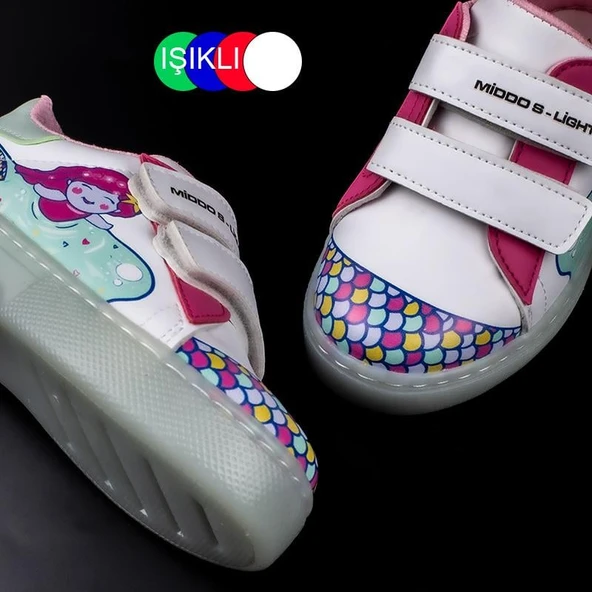 Trend Adımlar Pembe Cute Monster Işıklı Çocuk Sneaker - Resim 6