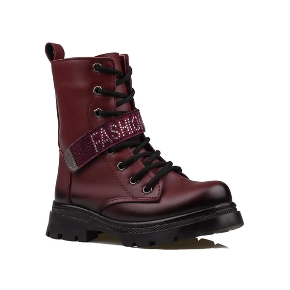 Trend Adımlar Bordo Fashion Kız Çocuk Fermuarlı Postal Bot - 2