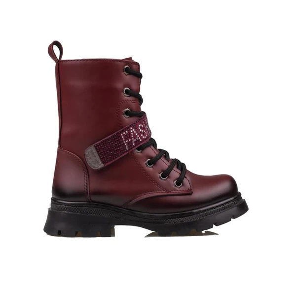 Trend Adımlar Bordo Fashion Kız Çocuk Fermuarlı Postal Bot - 1