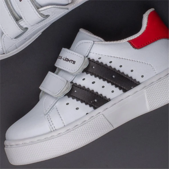 Trend Adımlar Beyaz Erkek Çocuk Mevsimlik Cırtlı Sneaker - 6