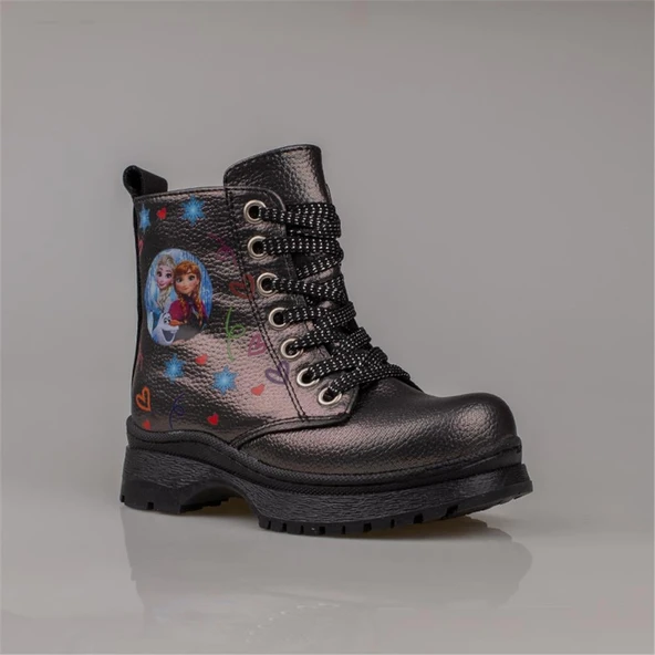 Trend Adımlar Platin Parlak Desen Kız Çocuk Yarım Postal Bot - Resim 2