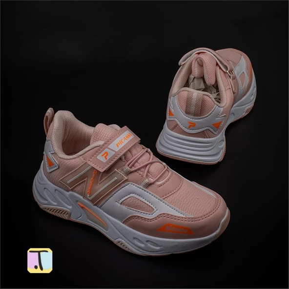 Trend Adımlar Pudra Renkli Dokulu Unisex Çocuk New Force Spor Ayakkabı - 5