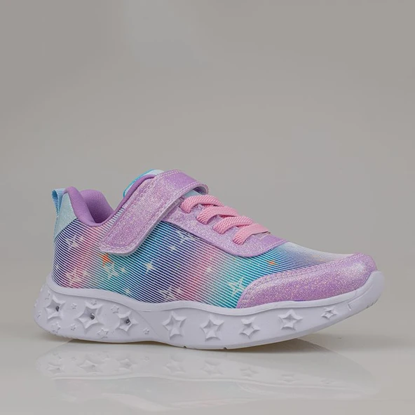 Trend Adımlar Pembe Simli Saten Kız Çocuk Sneaker - Resim 2