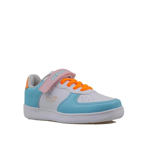 Trend Adımlar Mavi Suni Deri Mevsimlik Filet Unisex Çocuk Sneaker - 2