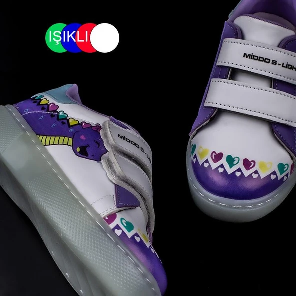 Trend Adımlar Lila Cute Monster Işıklı Çocuk Sneaker - 5