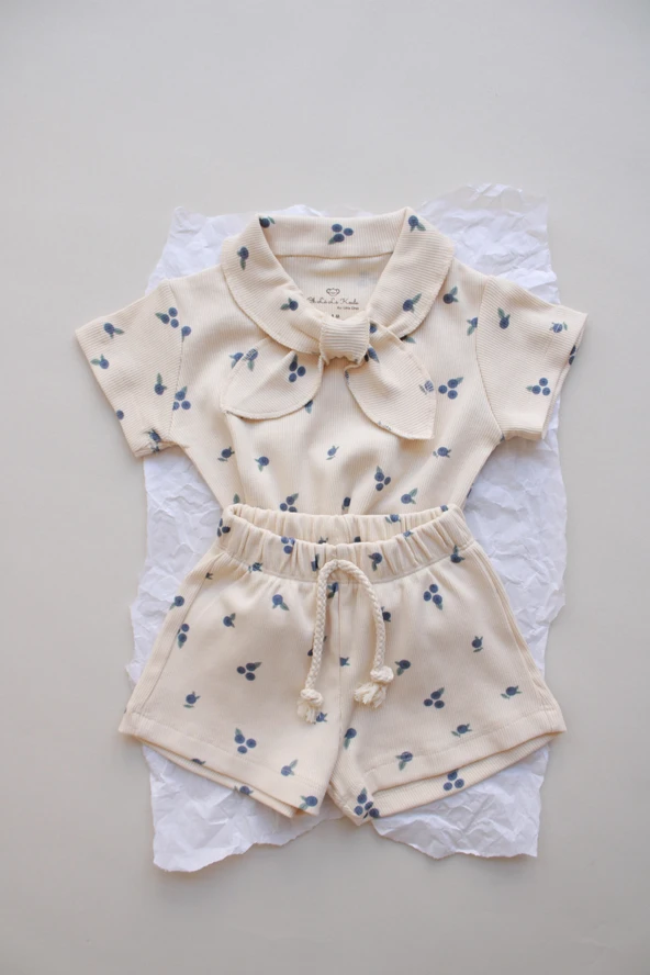 Blueberry Baskı Kaşkorse Yaka Bağlamalı Takım ürün görseli