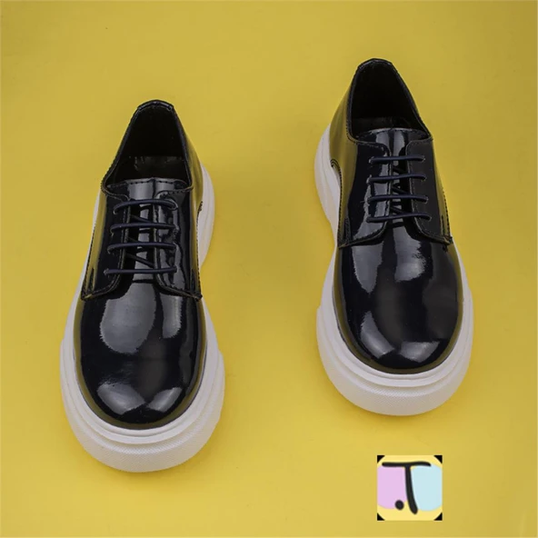 Trend Adımlar Lacivert Rugan Kalın Taban Erkek Çocuk Casual Ayakkabı - Resim 4