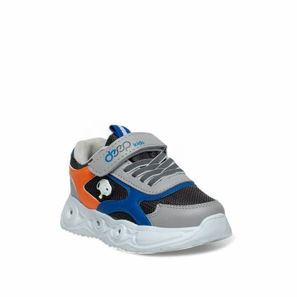 Trend Adımlar Gri Erkek Çocuk Cırtlı Hafif Spor Ayakkabı - Resim 2