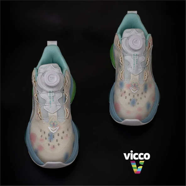 Vicco Beyaz Unique Akıllı Bağcık Çocuk Basketbol Ayakkabısı - Resim 4