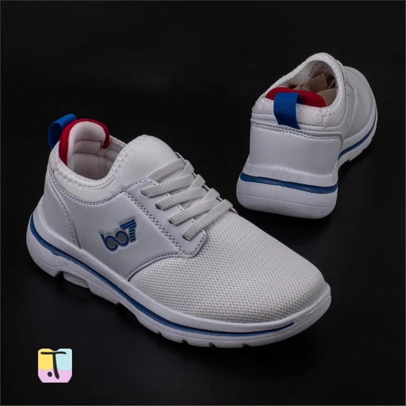 Trend Adımlar Beyaz Hafif Faylon Memory Foam Lastikli Çocuk Sneaker - 5
