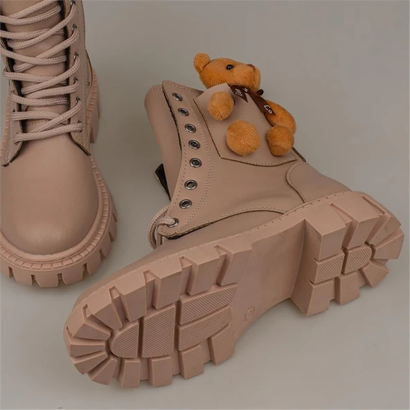 Trend Adımlar Krem Cute Bear Kız Çocuk Postal Bot - Resim 5