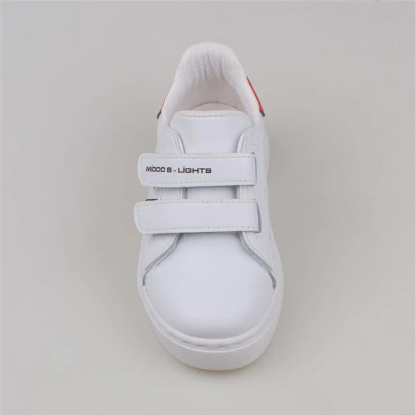 Trend Adımlar Beyaz Erkek Çocuk Mevsimlik Cırtlı Sneaker - 5