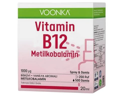 Voonka Vitamin B12 Metilkobalamin Sprey & Damla 20ml ürün görseli