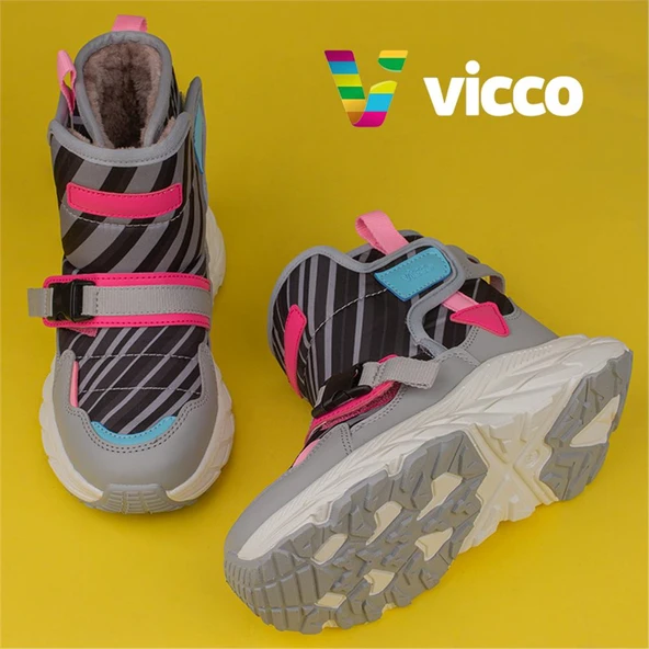 Vicco Gri Karoo Unisex Çocuk Yünlü Ultra Hafif Kar Botu - Resim 6