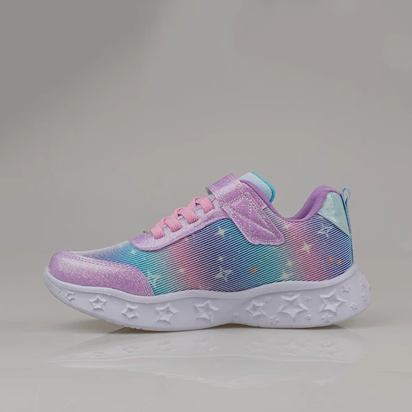 Trend Adımlar Pembe Simli Saten Kız Çocuk Sneaker - Resim 3