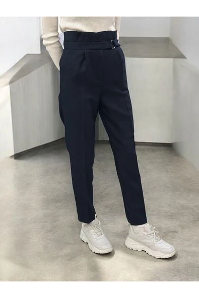 Kadın Yüksek Bel D Toka Pileli Kışlık Pantolon - 3