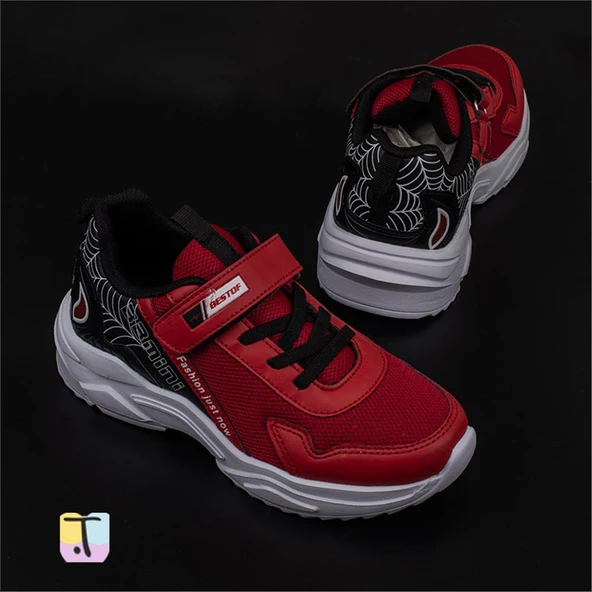 Trend Adımlar Kırmızı Kalın Hafif Comfortable Unisex Çocuk Sneaker - Resim 5