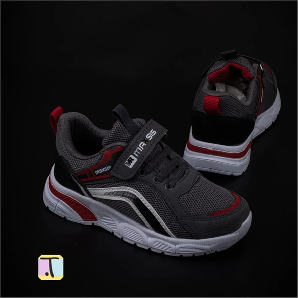 Trend Adımlar Kırmızı Cırt Cırtlı Unisex Çocuk Spor Ayakkabı - 4