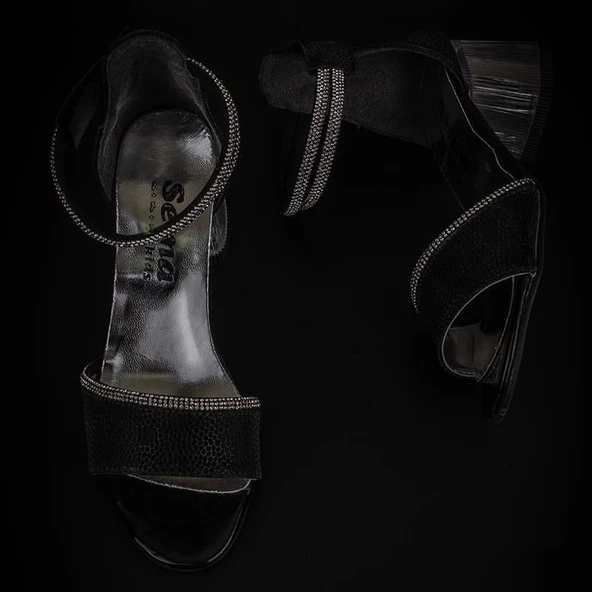 Trend Adımlar Siyah Taş İşleme Saten Cırtlı Kız Çocuk Klasik Ayakkabı - Resim 6