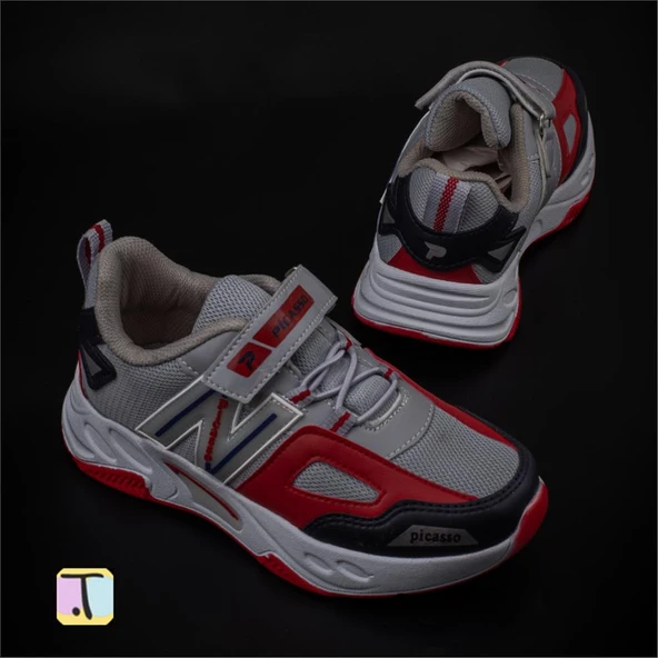 Trend Adımlar Gri Renkli Dokulu Unisex Çocuk New Force Spor Ayakkabı - Resim 5