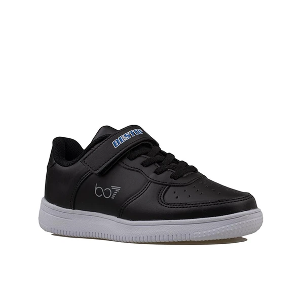 Trend Adımlar Siyah Suni Deri Mevsimlik Filet Unisex Çocuk Sneaker - 2
