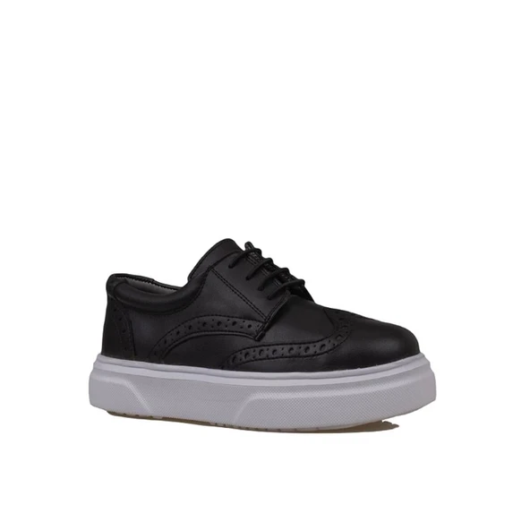 Trend Adımlar Siyah Lazer İşlemeli Erkek Çocuk Casual Ayakkabı - Resim 2