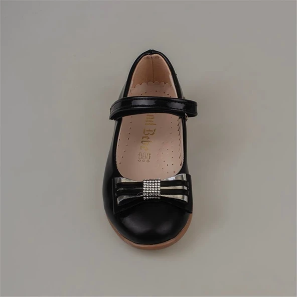 Trend Adımlar Siyah Parlak Fiyonklu Kız Çocuk Babet - Resim 4