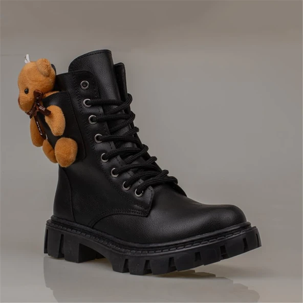 Trend Adımlar Siyah Cute Bear Kız Çocuk Postal Bot - 2