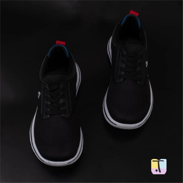 Trend Adımlar Siyah Hafif Faylon Memory Foam Lastikli Çocuk Sneaker - Resim 4