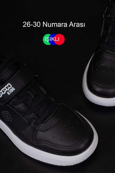 Pepino Siyah-Beyaz Ultra Hafif Düz Unisex Çocuk Sneaker - 4