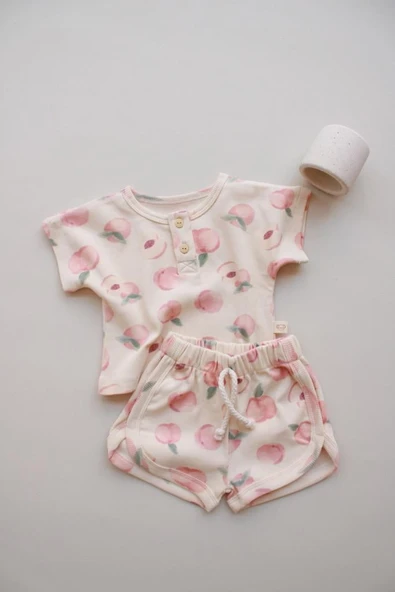 Şeftali Baskı Kaşkorse Alt Üst Takım ürün görseli