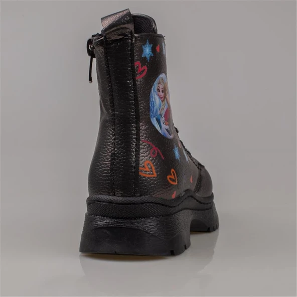 Trend Adımlar Platin Parlak Desen Kız Çocuk Yarım Postal Bot - Resim 7