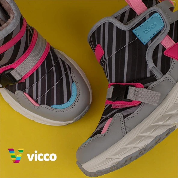 Vicco Gri Karoo Unisex Çocuk Yünlü Ultra Hafif Kar Botu - Resim 7