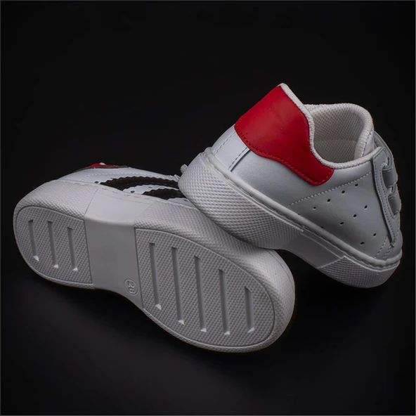 Trend Adımlar Beyaz Erkek Çocuk Mevsimlik Cırtlı Sneaker - 7