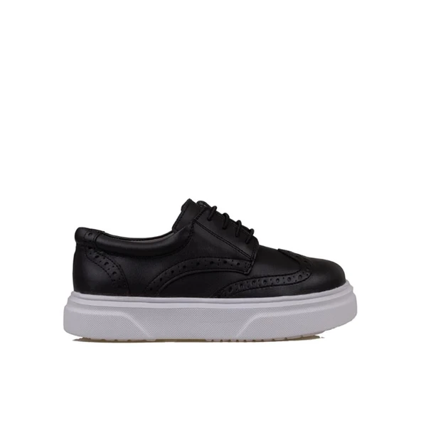 Trend Adımlar Siyah Lazer İşlemeli Erkek Çocuk Casual Ayakkabı ürün görseli