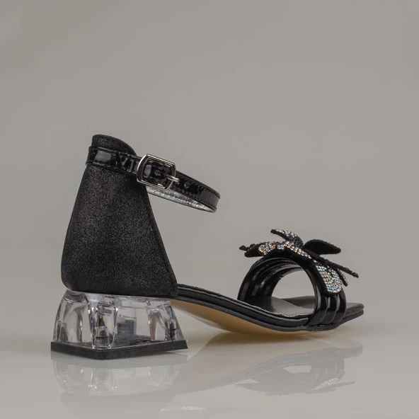 Trend Adımlar Siyah Kısa Topuklu Kemerli Kız Çocuk Klasik Ayakkabı - Resim 3