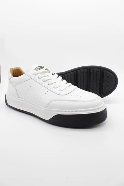 Beyaz Bağcıklı Antik %100 Deri Casual Ayakkabı 1033250164 - Resim 3