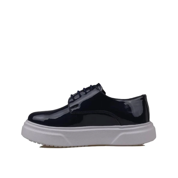 Trend Adımlar Lacivert Rugan Kalın Taban Erkek Çocuk Casual Ayakkabı - Resim 3