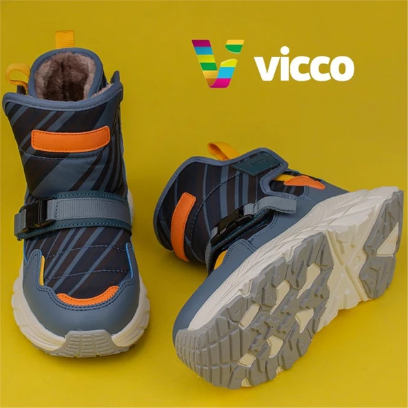 Vicco Mavi Karoo Unisex Çocuk Yünlü Ultra Hafif Kar Botu - Resim 6
